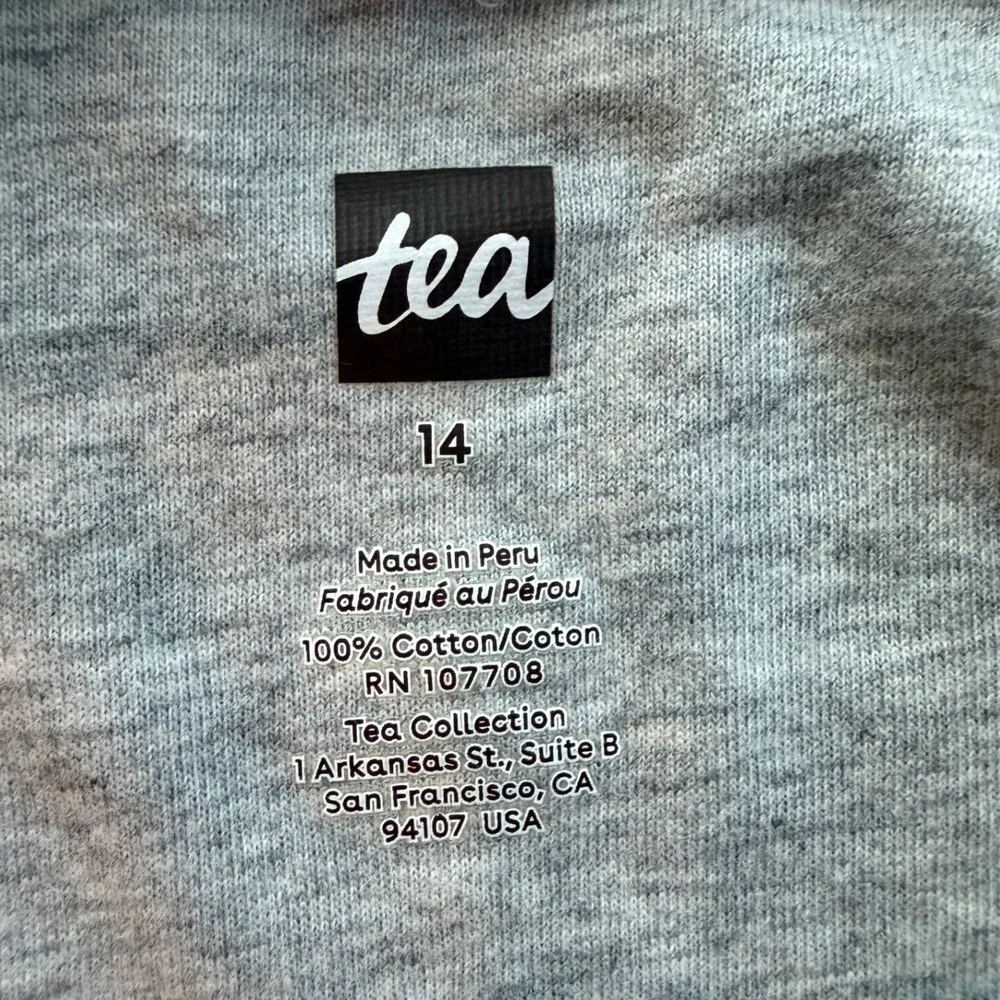 Tea Collection Gray Howling Wolf Graphic Long Sleeve T-Shirt Size 14 Cotton